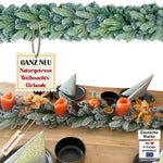 Weihnachtsgirlande künstlich Frost Look I Naturgetreue Nachbildung mit Spritzguss Elementen, Weihnachtsdekoration für Innen, Draußen + Eingangstür Halterung I abgebildete Deko-Elemente sind nicht mit enthalten